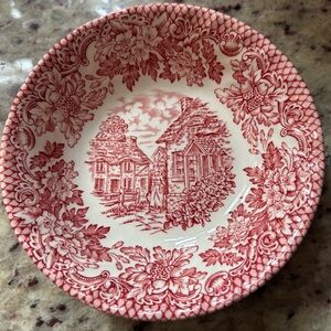 (2) Small Vintage Red Floral Ceramic Plates